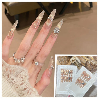 Artistic Stiletto Press-On Nail Set with Charming Patterns Acalora