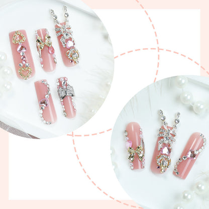 Decorative Press-On Nail Art Set with Glamorous Gem Accents Acalora