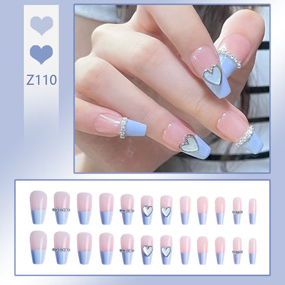 Artificial nails with romantic heart and glitter decorations Acalora