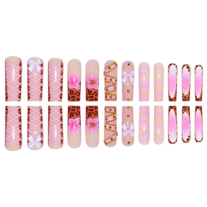 Decorative Stiletto Press-On Nails with 3D Floral and Bow Accents Acalora