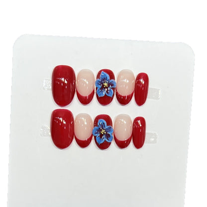 Stylish Floral Accent Press-On Nail Set Acalora