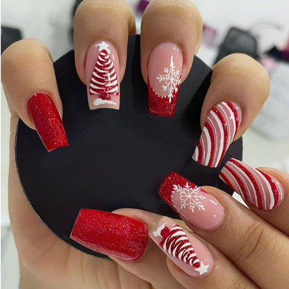 Festive Glittery Press-On Nail Set Acalora