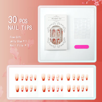 Artificial Nail Set with Floral Accents Acalora