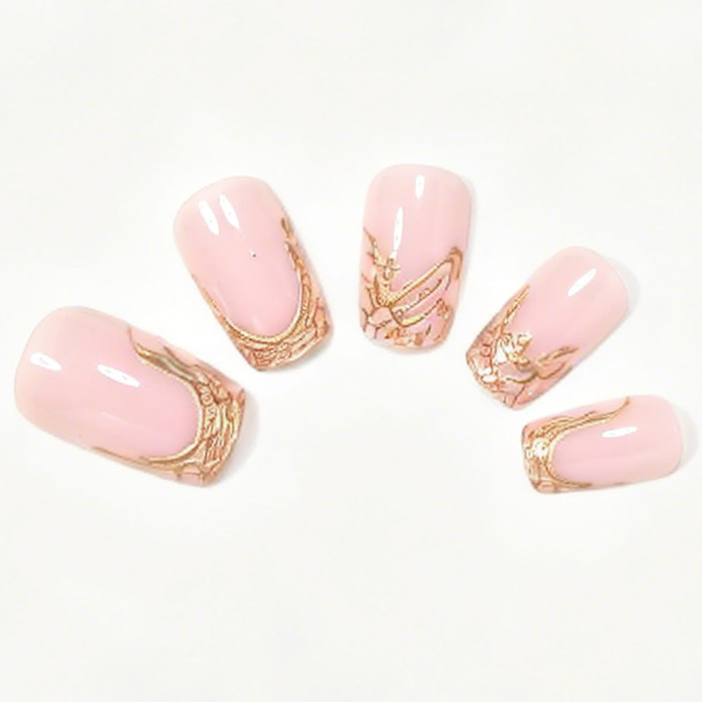 Elegant Marble Tip Acrylic Nail Set Acalora