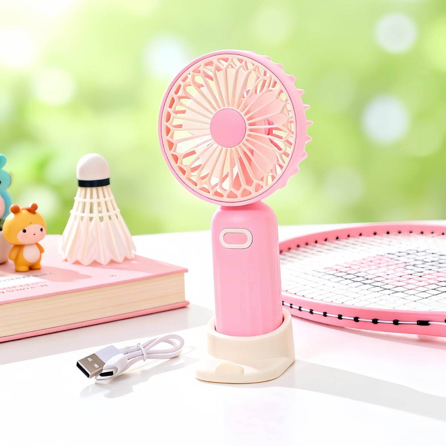 Women's Portable Handheld Fan with Ergonomic Design and USB Charging Function Karnz