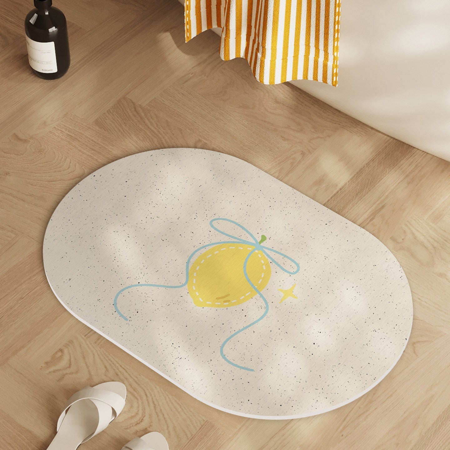 Playful Lemon-Themed Bath Mat