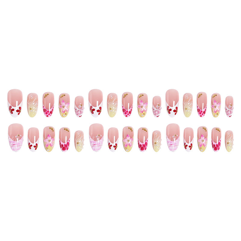 Artificial Nail Set with Floral and Glamorous Decorations Acalora