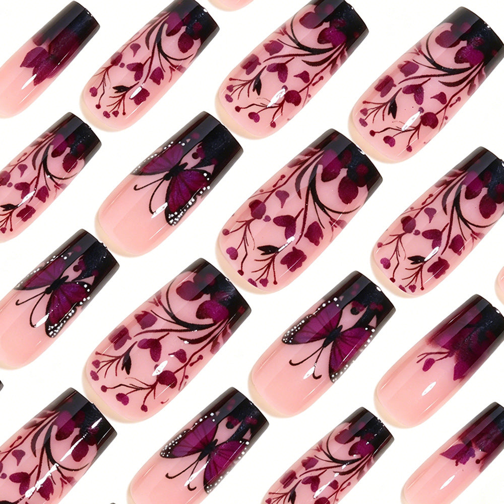 Elegant Butterfly Floral Nail Art Tips Acalora