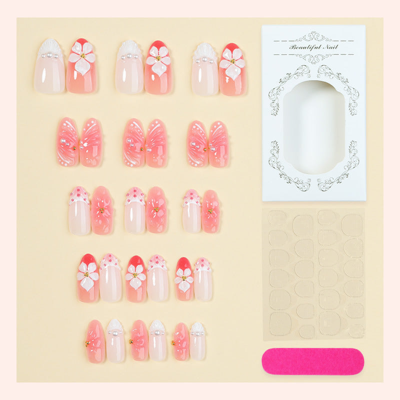 Artistic Floral Press-On Nail Set with 3D Accents Acalora