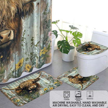 Cute Cow-Themed Digital Bathroom Set