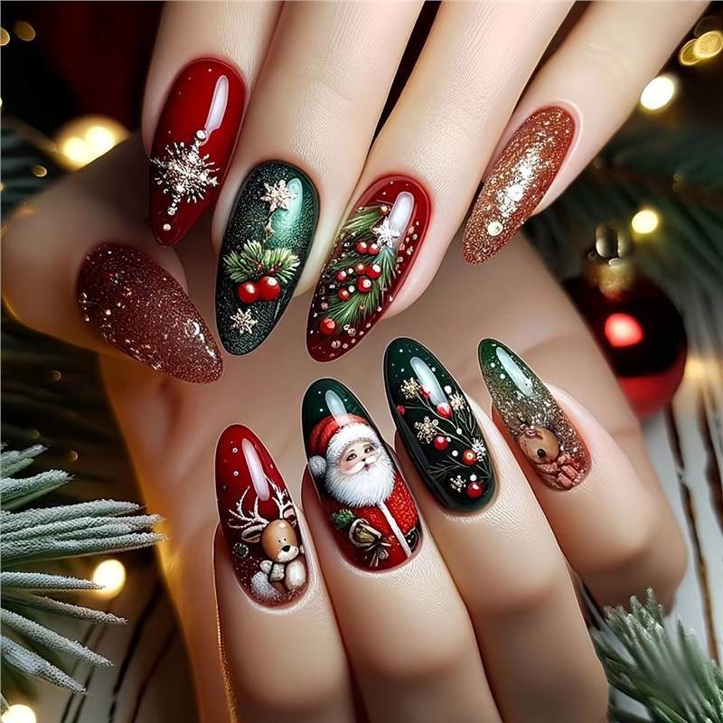 Holiday Themed Decorative Nail Art Acalora
