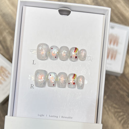 Creative Decorative Press-On Nail Set with Star and Rainbow Accents Acalora