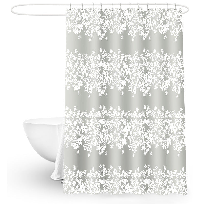 Floral Patterned Waterproof Shower Curtain