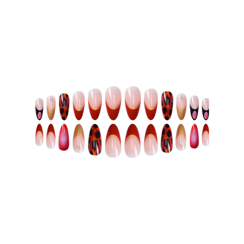 Decorative Stiletto Press-On Nails with Metallic Accents Acalora