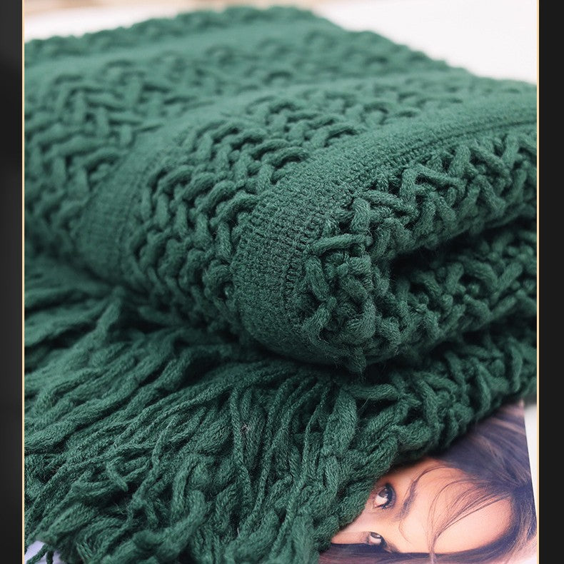 Handcrafted Textured Knit Throw Blanket