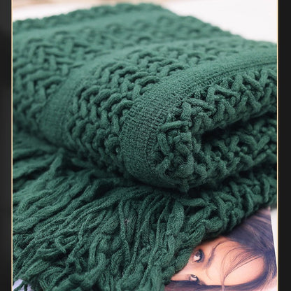 Handcrafted Textured Knit Throw Blanket
