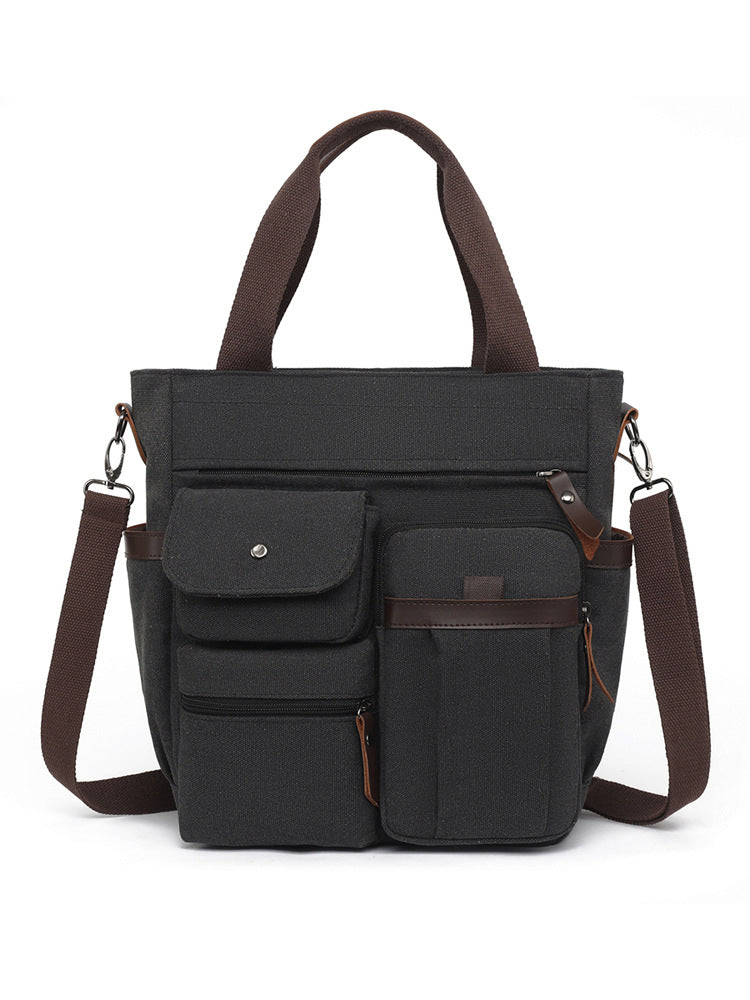 Multi-Pocket Canvas Tote Bag Acalora