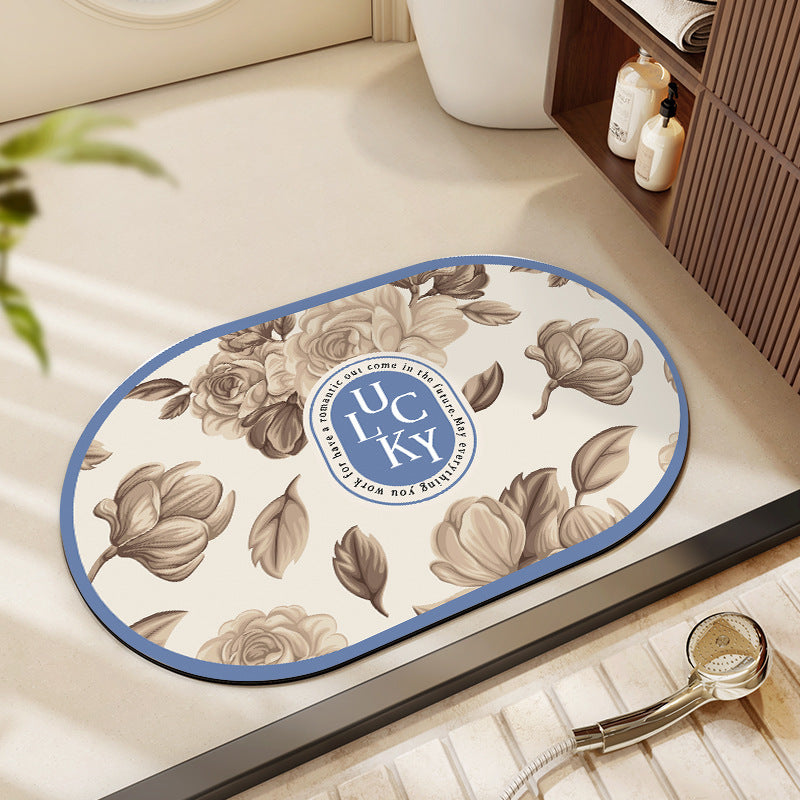 Floral Patterned Bath Mat Acalora