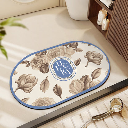 Floral Patterned Bath Mat Acalora