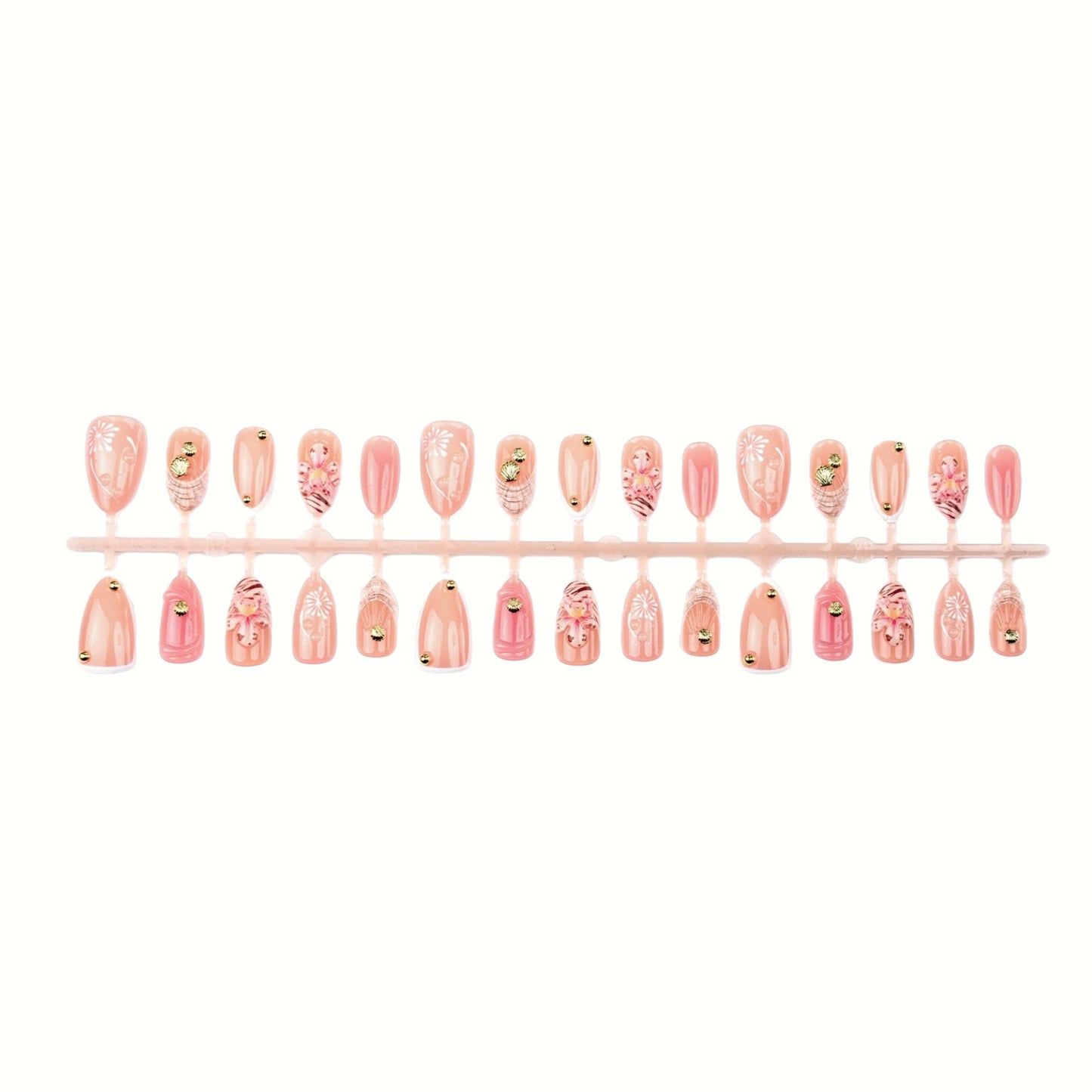 Elegant Floral Embellished Press-On Nail Set Acalora
