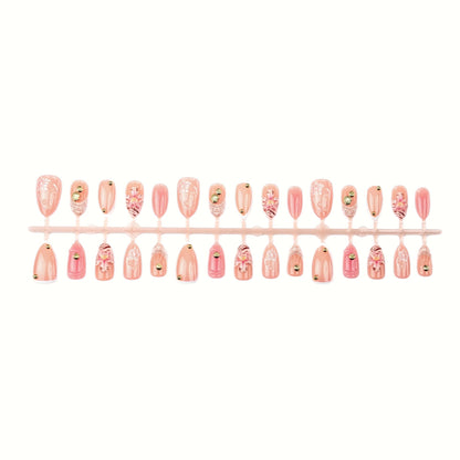 Elegant Floral Embellished Press-On Nail Set Acalora