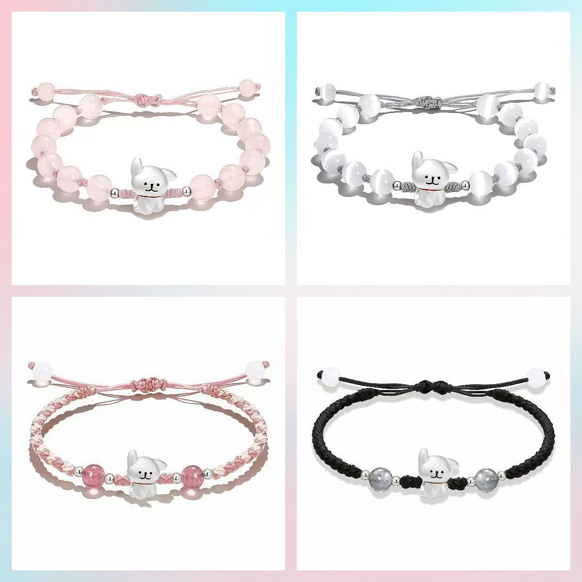 Playful Dog Charm Beaded Bracelet Acalora