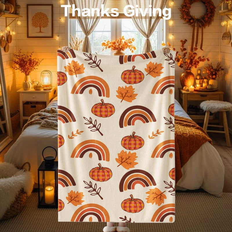 Thanksgiving-Themed Cozy Fleece Blanket