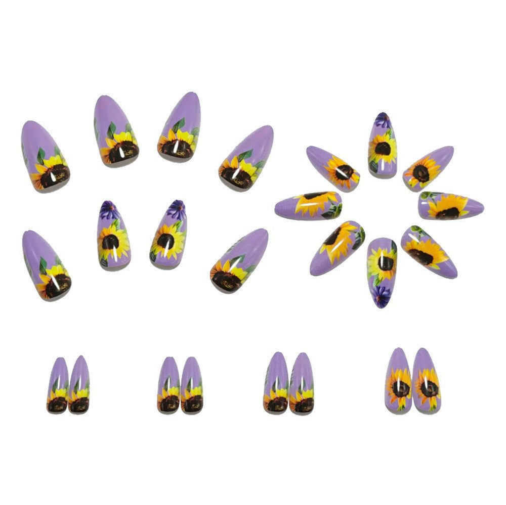 Art nails with elaborate sunflower motifs Acalora