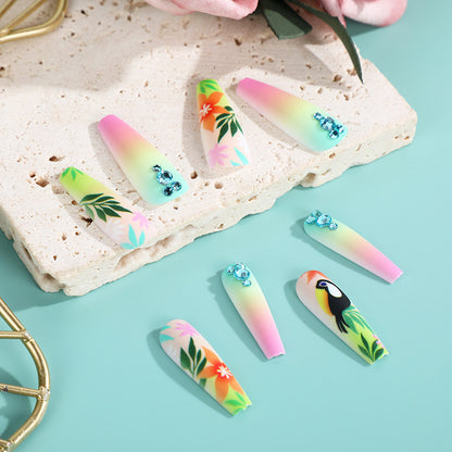 Artificial nail tips in tropical design Acalora