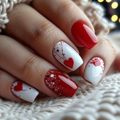 Romantic Heart-Themed Press-On Nails Acalora