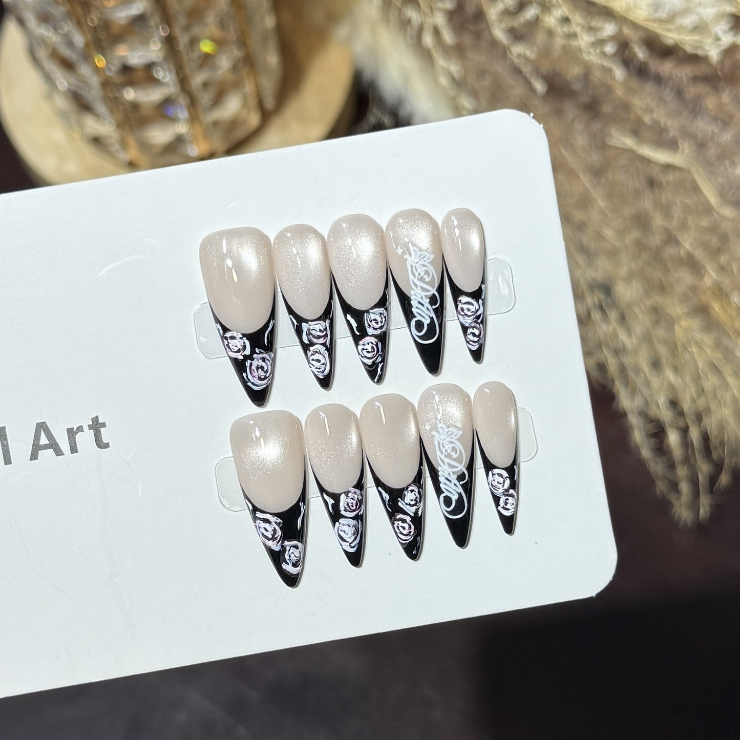 Floral and Glossy Press-On Nail Set Acalora