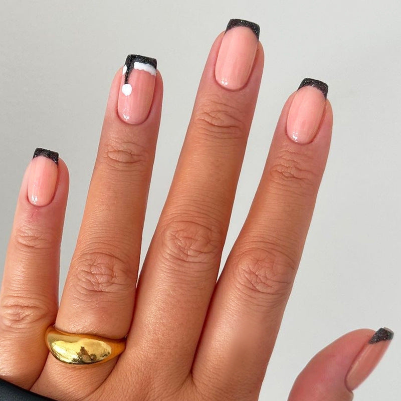 Glossy French Tip Press-On Nail Set Acalora