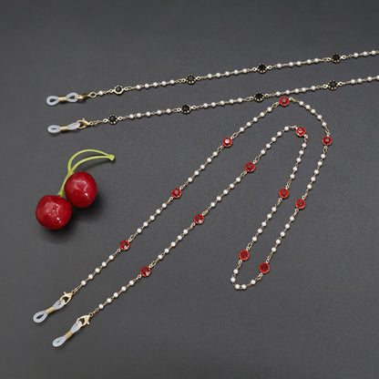 Elegant Pearl and Crystal Eyewear Chain Acalora