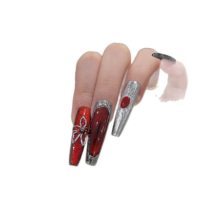 Decorative Press-On Nail Art Set with Chic Metallic Accents Acalora