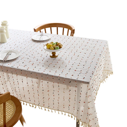 Elegant Cotton Fringed Tablecloth