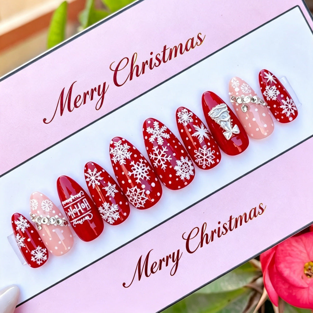 Artificial nails in festive Christmas design Acalora