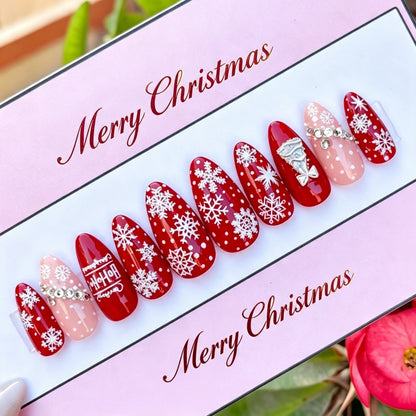 Artificial nails in festive Christmas design Acalora