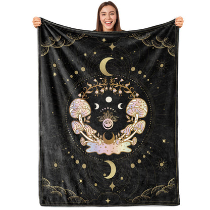 Artistic Mushroom-Themed Throw Blanket