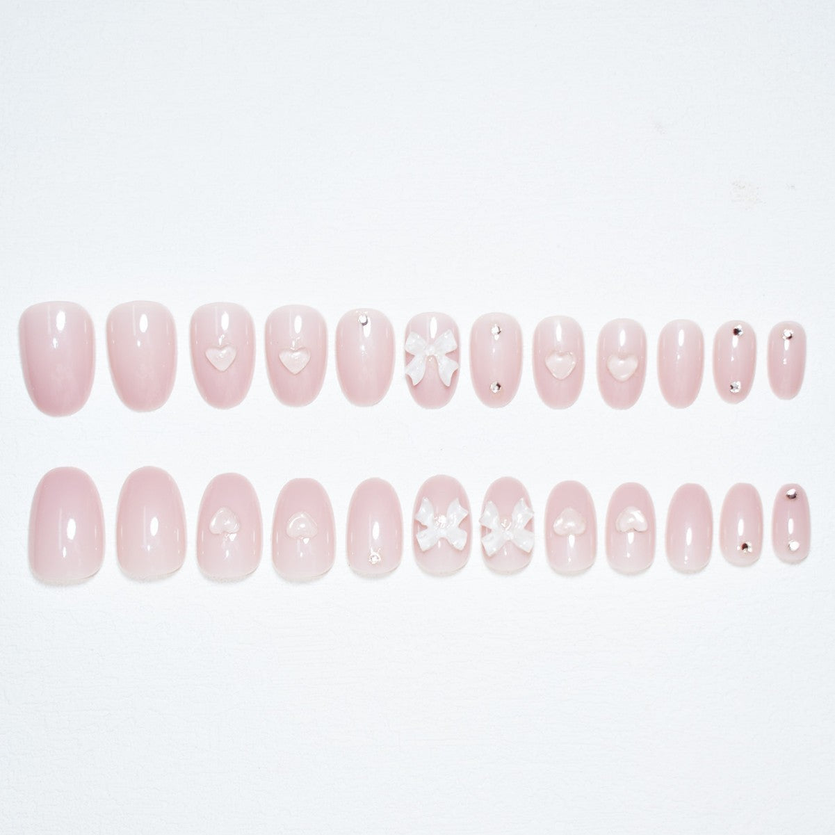 Artistic Press-On Nail Set with Elegant Bow Accents Acalora