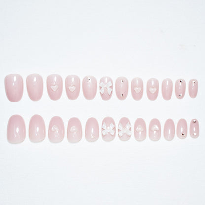 Artistic Press-On Nail Set with Elegant Bow Accents Acalora