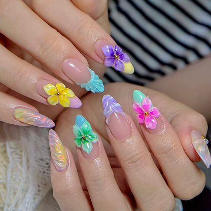 Artificial nails in floral and transparent design Acalora