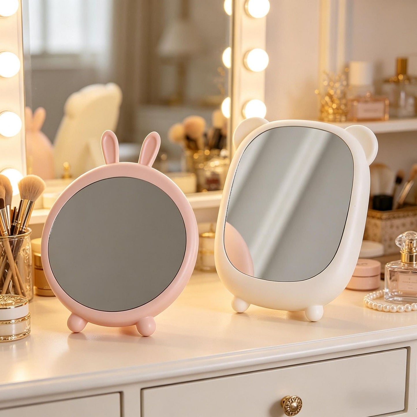 Cute Panda-Themed Handheld Makeup Mirror