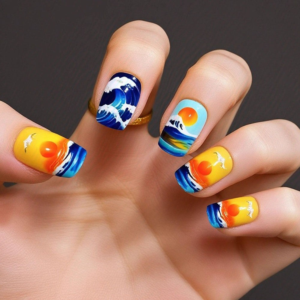 Artificial nails in elegant French tip design Acalora