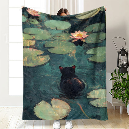 Artistic Cat-Themed Fleece Blanket