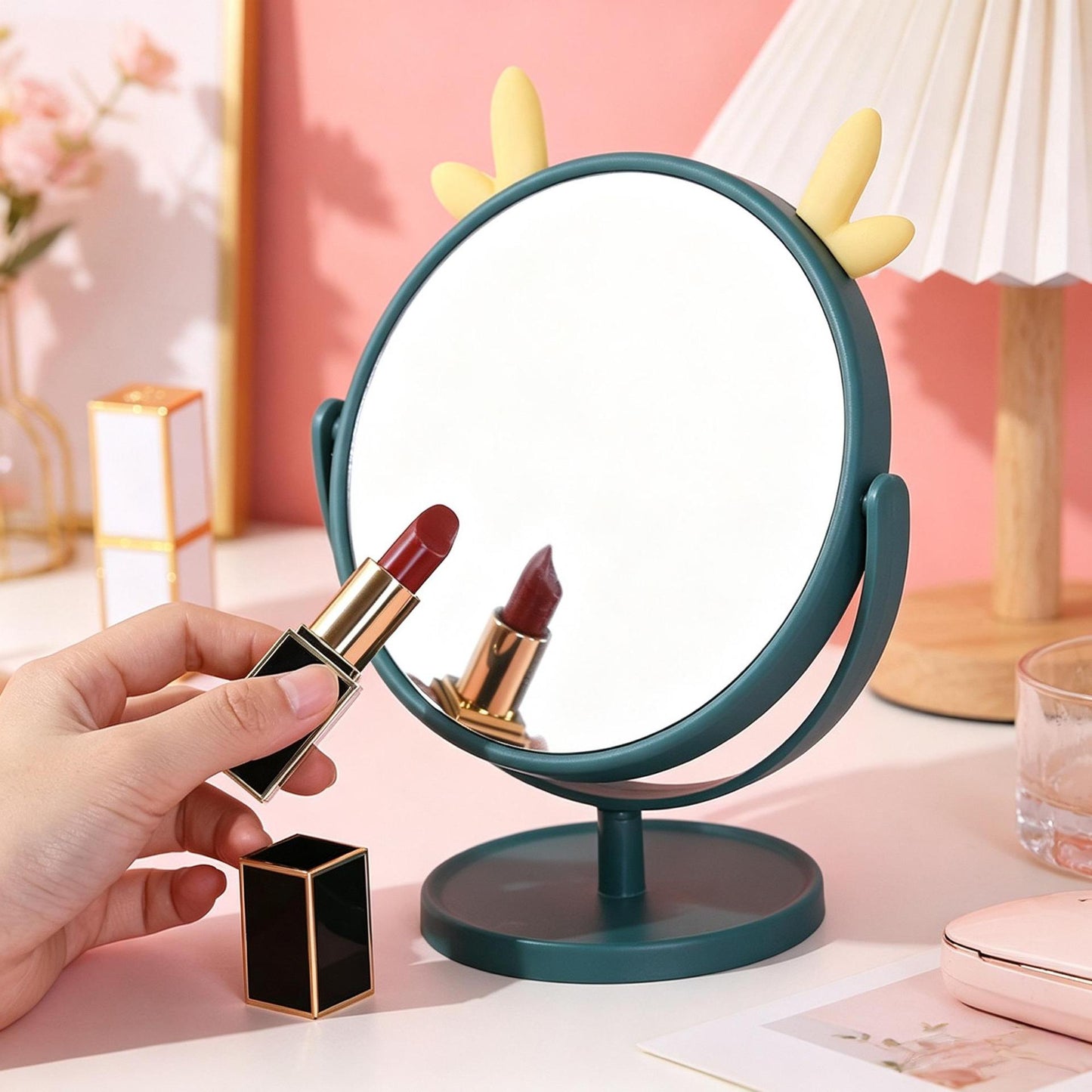 Cute Bunny-Themed Tabletop Mirror