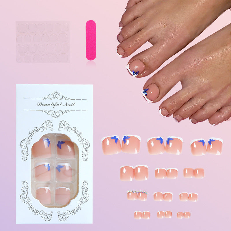 Elegant Press-On Nail Set with Whimsical Butterfly Designs Acalora