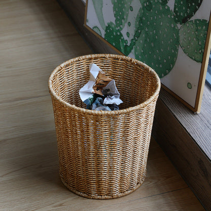 Handwoven Round Wicker Waste Basket Bowlift