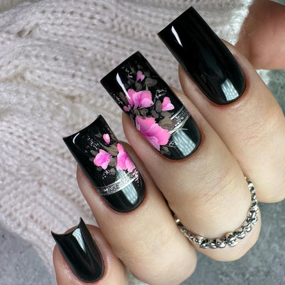 Artificial Nail Set with Elegant Rose Design Acalora