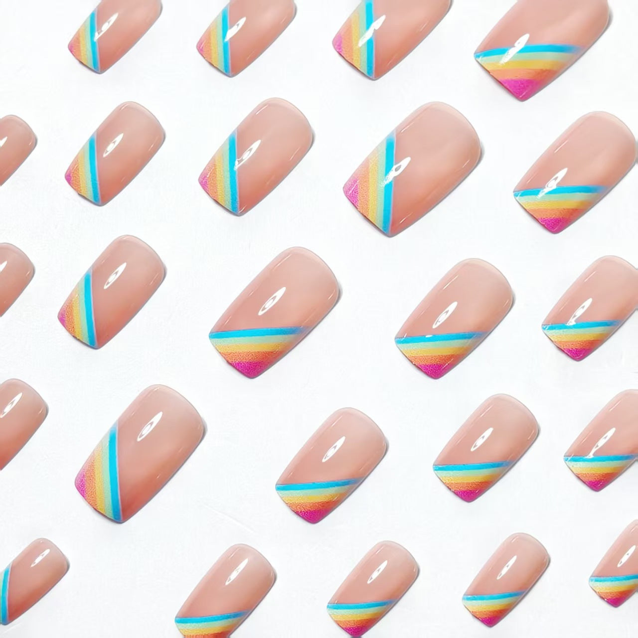 Elegant Rainbow French Tip Nail Art Acalora