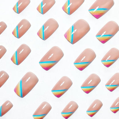 Elegant Rainbow French Tip Nail Art Acalora